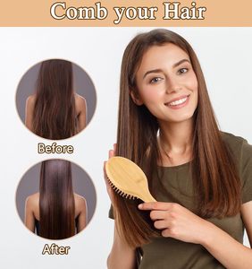 <span class=keywords><strong>Duo</strong></span> de soins capillaires en bambou fabriqué à la main-Peignes à dents larges et fines pour des cheveux lisses et soyeux - Product Image 6