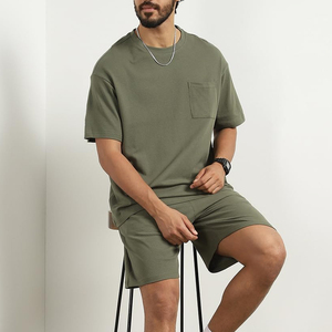 ชุดเสื้อยืดและกางเกงขาสั้นลำลองคุณภาพสูง ระบายอากาศได้ดี สำหรับฤดูร้อน ออกแบบเองได้ ผลิตจากผ้าฝ้าย 100% สำหรับผู้ชาย - Product Image 2