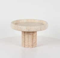 Plateau de service de luxe SAIDKOCC D18x12x8cm/25x12x8cm en marbre avec pieds, plat décoratif en travertin beige pour décoration de table basse en pierre