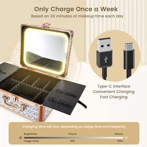 Estuche de <span class=keywords><strong>Maquillaje</strong></span> Portátil con Espejo LED Magnético, Organizador de Brochas con Divisores, Maleta de Cosméticos de Viaje - Product Image 4