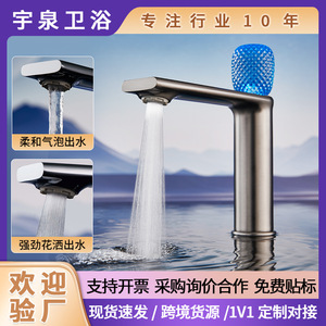 European Style All Copper Basin Faucet Single Handle <b>Deck</b> Mounted Ceramic Valve Core With Led Lighting - Product Image 5