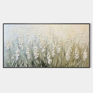 Pintura de naturaleza muerta texturizada original, arte de pared verde y blanco, arte abstracto moderno neutro pintado a mano sobre lienzo, decoración artística. - Product Image 6