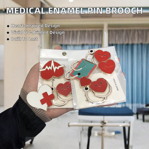 कस्टम स्टॉक एनमेल लैपल पिन मेडिकल मेटल नर्स डॉक्टर के साथ रेशम स्क्रीन प्रिंटिंग थोक थोक हृदय आकार लैपल पिन ब्रोच - Product Image 2