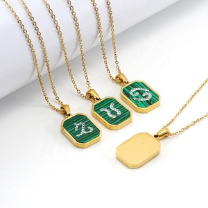 Gioielli da donna delicati senza appannamento placcato oro 18 carati 12 collane con ciondolo rettangolare con segno zodiacale oroscopo astrologia con <span class=keywords><strong>mappa</strong></span> a stella - Product Image 3