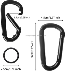 3 "mousqueton robuste noir porte-clés Clip D anneau Caribeener boucle petit mousqueton Clip pour hamacs accessoires de camping - Product Image 2
