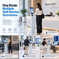Kiosque en libre-service tactile 21,5 pouces FHD 1920x1080 PCAP 10 points, Android 11 12 14 avec imprimante thermique 80 mm, lecteur RFID