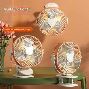 New Large Clip Desktop Bedroom Student Dormitory USB Rechargeable Desk Fan with <b>Night</b> <b>Light</b> Long Life - Product Image 2