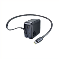 Chargeur mural rapide Baseus 67W PD avec câble USB-C rétractable intégré, adaptateur secteur de voyage 3 ports avec prise pliable pour ordinateur portable et téléphone