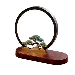 LED <b>Wireless</b> Charging Aluminum Table Lamp Chinese Style Circular Metal Decoration Custom Logo - Product Image 6