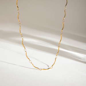 Collar de Cadena Semicircular Hecho a Mano en Acero Inoxidable Chapado en Oro de 18K <span class=keywords><strong>J</strong></span>&DModern, Joyería de Moda Duradera para Uso Diario - Product Image 2