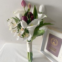 Bouquet de simulation réaliste, léger et durable, fait main, style coréen, avec lys calla et tulipes, élégant pour mariée française
