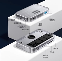 Box esterno magnetico in alluminio con ventola di raffreddamento per SSD M.2 NVMe, USB 3.2/Type-C 10Gbps, 7-in-1, 8TB, lettore di schede SD 4K 60Hz