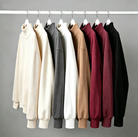 Haut thermique unisexe à col montant 260g en polaire chaude à manches longues, sweat-shirt doux et extensible décontracté pour l'automne et l'hiver, grandes tailles M-5XL