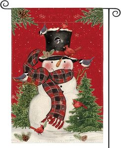 Muñeco de nieve promocional con bufanda Bandera de jardín de Navidad 12x18 pulgadas Doble cara <span class=keywords><strong>Cardinal</strong></span> Invierno Granja Bandera decorativa al aire libre - Product Image 1