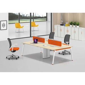 Meubles de bureau modulaires en bois modernes, poste de travail en cubicle pour centre d'appels 4 personnes, table de travail à domicile, cloison, bureau informatique - Product Image 1