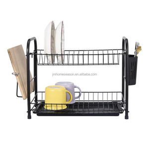 Escorredor de Louça de Aço Inoxidável Preto SY - Organizador de Cozinha Durável com Suportes de Armazenamento - Product Image 2