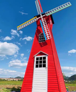 Massivholz Outdoor Windmühle Landschafts skulptur Große rotierende Spinn windmühle - Product Image 2