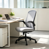 Chaise de bureau moderne et confortable à dossier mi-haut en maille, pivotante et réglable, pour ordinateur, idéale pour le bureau et la maison