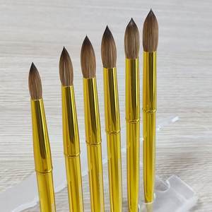 Private Label Nail Art Borstels Goud Aluminium Handvat Geplooide Acryl Borstels Met 100% Kolinsky Sable Haar Voor Maat 8 10 12 14 - Product Image 6