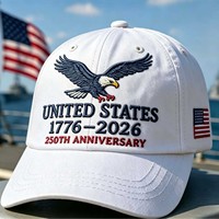 Topi Bisbol Tema Hari Kemerdekaan Amerika Katun Bordir Bernapas Tahan Panas Kasual 6-Panel