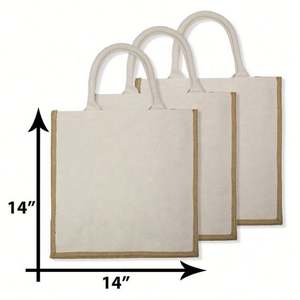 Sacs de courses réutilisables portables de grande capacité écologiques avec logo personnalisé, sac en toile de coton 100% vierge, sac en jute, sac fourre-tout - Product Image 3