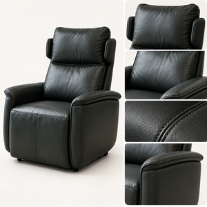 Sillón Reclinable Moderno de Cuero Negro, Sillón Individual Tapizado con Espuma Viscoelástica, Muebles para el Hogar, Sala de Estar, Dormitorio, Metal - Product Image 4