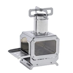 SOLOMAN fornello da campeggio portatile in acciaio inossidabile per legna da ardere facile da trasportare pieghevole facilmente pulito per cucinare da tè all'aperto - Product Image 1