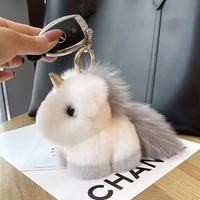 Mignon porte-clés en peluche licorne moelleuse Mogo Mini en poils de vison, pendentif pour sac à dos, sac à main, voiture, cadeau pour femme et enfant