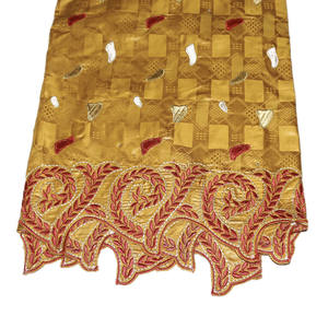 Tissu brodé en dentelle 100% coton pour femmes, lot de 5 mètres, dentelle <span class=keywords><strong>Bazin</strong></span> Riche africain, dentelle brocade Jacquard, <span class=keywords><strong>2021</strong></span> - Product Image 3