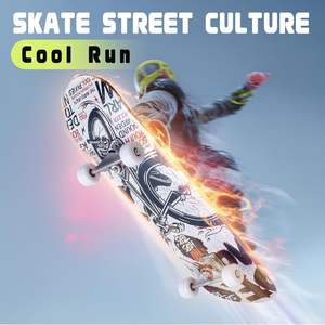 Skateboard professionnel double rocker double kick 31 pouces, plateau en érable, roulements ABEC-9, roues en PU 95A, design graphique personnalisé - Product Image 5