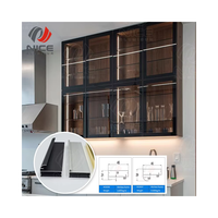 Profil en alliage d'aluminium 6063 série T5, cadre en verre pour armoire, cadre d'armoire de cuisine, divers traitements de surface