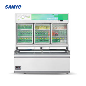 Vitrine Réfrigérée Commerciale Combinée <span class=keywords><strong>en</strong></span> Verre, Refroidissement par Air, Double Température, 3 Portes, Réfrigérateur Supérieur, <span class=keywords><strong>Congélateur</strong></span> Inférieur - Product Image 6