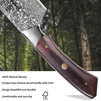 Pisau Chef Profesional Pisau Cleaver Jepang Gagang Kayu Pisau Dapur Damascus Buatan Tangan untuk Rumah dan Dapur