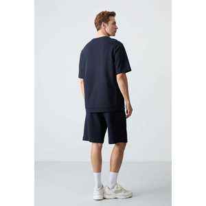 Ensemble de shorts pour homme en coton bleu marine, coupe confortable, basique 85257 - Product Image 1