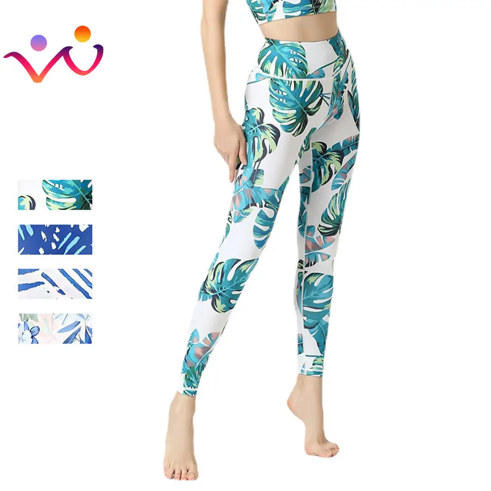 2023 Nieuwe Tropische Bladeren Bedrukt Sexy Hoge Taille Legging Anti Cellulitis Slanke Elasticiteit Push-Up Fitness Gym Leggings Damesbroek