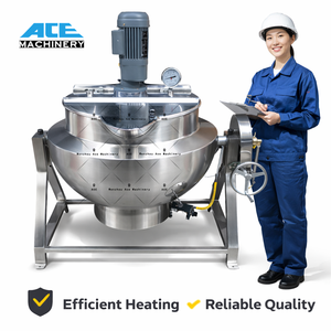 Marmite de cuisson industrielle à double enveloppe, inclinable, à vapeur, gaz ou électrique, avec agitateur, 100L, 200L, 500L - Product Image 4