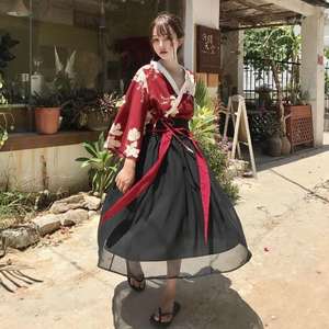 Ecowalson Retro estilo japonés <span class=keywords><strong>Vintage</strong></span> <span class=keywords><strong>Haori</strong></span> Kawaii niñas mujeres Floral Kimono vestido para fiesta Yukata ropa asiática faldas - Product Image 6
