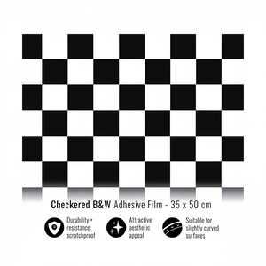 Pellicola adesiva per scacchi in bianco e nero 35X50 cm per auto - Product Image 1