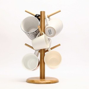 Bamboo <b>Desktop</b> Coffee Cup Organizer Round Base 3 Tier Standing Type Kitchen Countertop Storage Rack - Product Image 2