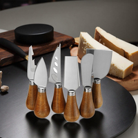 Ensemble de couteaux à crème jetables en bois d'acacia de style occidental pour servir le pain et le fromage en stock transfrontalier