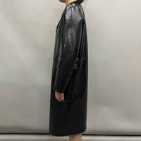 Jancoco Neues Design Damen Kroko-Prägung Leder-Mantel Maßgeschneiderter Einreihiger Langer Echtleder-Mantel für den Winter