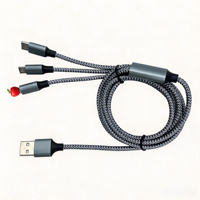Cable de Carga Togudu T-250 3 en 1, Tipo-C USB 2.0, Cobre Puro, Trenzado de Nailon, para Teléfono Móvil iPhone y Android