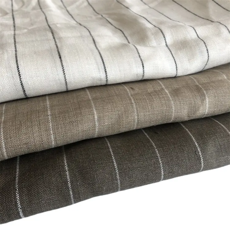 HAHOO Discount Products 100% Linen Color Stripe Fabric for home textile product