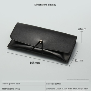 Étui à lunettes souple en cuir PU noir et gris unisexe personnalisé avec logo et cordon - Product Image 6