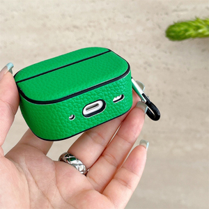 เคสหนัง PU ลายลิ้นจี่สีเรียบง่ายสำหรับ Apple Airpods 3 Pro 2  ฝาครอบหูฟังไร้สายพร้อมกล่องชาร์จสำหรับ Airpods 4 - Product Image 6