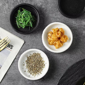 Vente en gros d'assiettes rondes en céramique, ensemble de plats à <span class=keywords><strong>sauce</strong></span> Texture de roche, plat de service de restaurant <span class=keywords><strong>pour</strong></span> ajouter de l'apéritif Banchan et sauces - Product Image 3