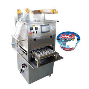 fully automatic sealer lunch box food tray sealing packing machine