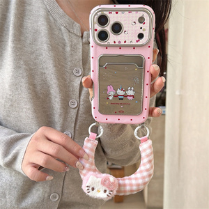 Coque de téléphone portable pour iPhone 17 16 Pro Max avec motif chat KT de dessin animé, miroir, lanière, support Cry baby, sangle mignonne et anneau de maintien - Product Image 5