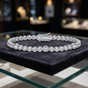 Fine Jewelry <b>Silver</b> Rhodium Plated Sterling <b>Silver</b> Beads Tennis <b>Bracelet</b> D Color Moissanite <b>Bangles</b> Bubble Design Luxury GRA - Product Image 3
