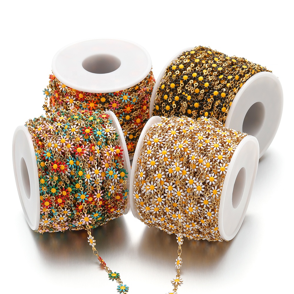 Enamel Flower Daisy Chains DIY Jewelry Supplies Handmade Accessories Necklace Bracelets Making Crafts